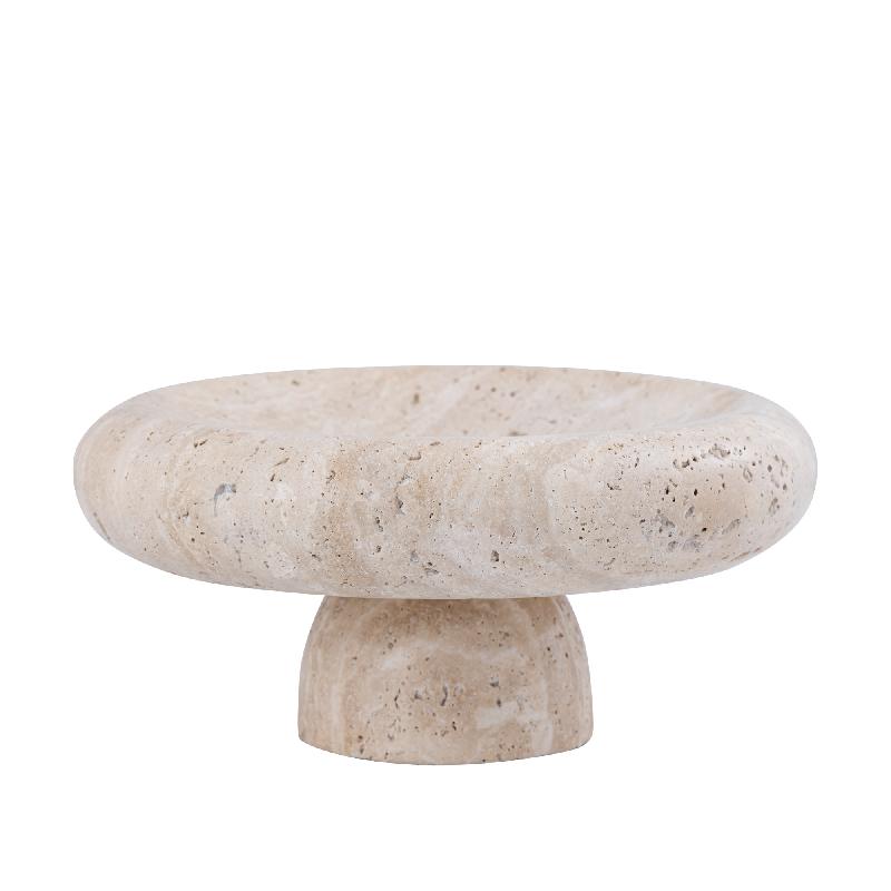 PTMD-Lamara Natural Travertine Bowl Á Fæti