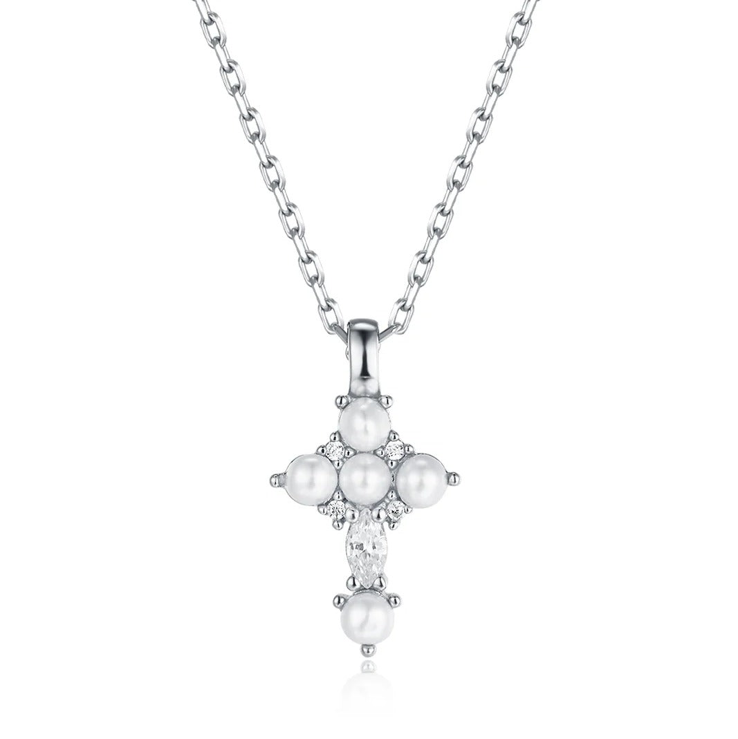 Vera Design Cross Pearl Tiny  Pendant Hálsmen